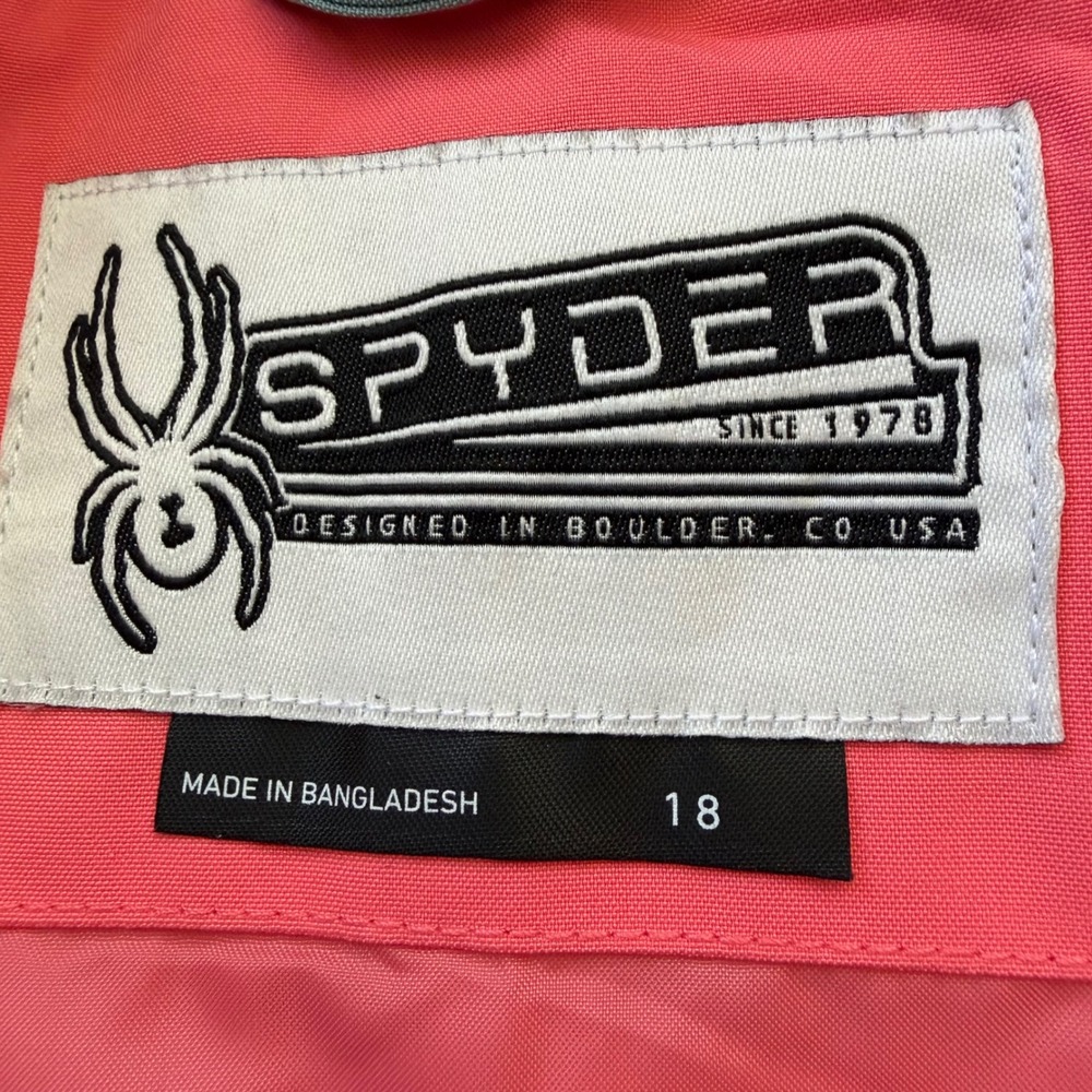 Spyder‎ Kids Insulated Ski Snowboard Jacket Teal Pink Hooded Winer Size 18 XS/S - Picture 3 of 14